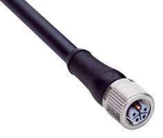 SICK YF2L15-200UH1XLEAX Sensor Cable, L Coded, Black, M12 Receptacle, Free End, 5 Positions, 20 m, 65.6 ft