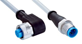 SICK YG2A24-C60VB4M2A24 Sensor Cable, A Coded, Black, 90° M12 Receptacle, M12 Plug, 4 Positions, 600 mm, 23.62 "
