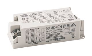 MEAN WELL XLC-25-24 LED Driver, LED Lighting, 25.2 W, 24 V, 1.05 A, Constant Voltage, 110 V