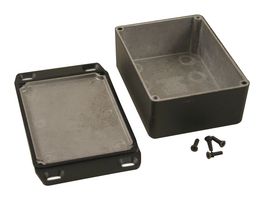 HAMMOND 1590WSFLBK. Metal Enclosure, Diecast, Light Duty, Watertight, Flanged Lid, Wall Mount, Diecast Aluminium