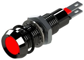MARL 677-501-21 LED Panel Mount Indicator, Smoked Lens, Red, 12 VDC, 8.1 mm, 20 mA, 11 cd, IP67