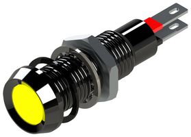 MARL 677-521-21 LED Panel Mount Indicator, Smoked Lens, Yellow, 12 VDC, 8.1 mm, 20 mA, 16 cd, IP67