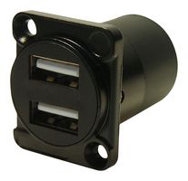 MULTICOMP PRO MP-CP30086 USB Adapter, Black Metal, USB Type A Receptacle, USB Type A Receptacle, USB 2.0