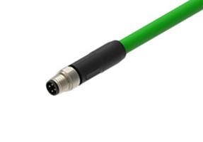 LUMBERG AUTOMATION RSMGVS-4D-0467/01 M Ethernet Cable, D Coded, Shielded, Cat5e, 4 Position M8 Plug to Free End, Green, 1 m, 3.3 ft