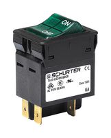 SCHURTER 3-150-708 Thermal Magnetic Circuit Breaker, Green Rocker Actuator, TA35 Series, 16 A, 2 Pole, 60 V, 277 V