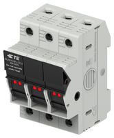 TE CONNECTIVITY 1SNF100036R0000 Fuse Holder, Modular, DIN Rail, 3 Fuses, 30 A, 600V, 600VAC, Class CC, Screw Clamp