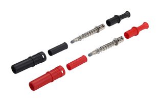 CAL TEST ELECTRONICS CT3202 Banana Test Connector, 4mm, Retractable, Sheathed, Plug, Cable Mount, 36 A, 600 V, Black, Red