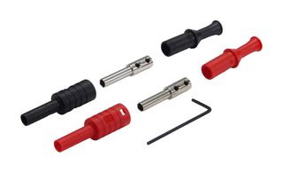 CAL TEST ELECTRONICS CT3207W Banana Test Connector, DIY, 4mm, w/ Wrench, Jack, Cable Mount, 36 A, 1 kV, Black, Red