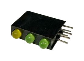 MULTICOMP PRO BL-51YGG-3 Circuit Board Indicator, Yellow, Green, 3 LEDs, Through Hole, T-1 (3mm), Y 20mA, G 20mA