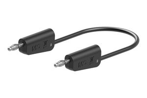 STAUBLI 64.1030-10021 Banana Test Lead, 30 VAC, 4mm Stackable Banana Plug, 4mm Stackable Banana Plug, 3.3 ft, 1 m, Black