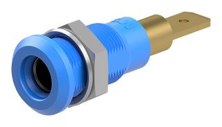 STAUBLI 64.3040-23 Banana Test Connector, 4 mm, Socket, Panel Mount, 25 A, 60 VDC, Gold Plated Contacts, Blue