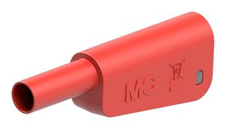STAUBLI 66.2019-22 Banana Test Connector, 4mm, Plug, Cable Mount, 19 A, 1 kV, Gold Plated Contacts, Red