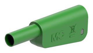 STAUBLI 66.2018-25 Banana Test Connector, 4mm, Plug, Cable Mount, 19 A, 1 kV, Nickel Plated Contacts, Green