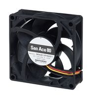 SANYO DENKI 9RA0812H4001 DC Axial Fan, 12 V, Square, 80 mm, 25 mm, Ball Bearing, 32.5 CFM
