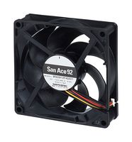 SANYO DENKI 9RA0924M4001 DC Axial Fan, 24 V, Square, 92 mm, 25 mm, Ball Bearing, 37.1 CFM