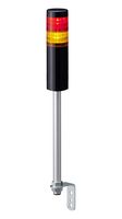 PATLITE LR6-202L4NK-RY Signal Tower, 2 Tier, Amber/Red, Black Body, 4 Pin M12 Connector, 24VDC, Pole Mount , L-Bracket