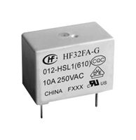HONGFA HF32FA-G/012-HL1(610) Power Relay, Subminiature, SPST-NO, 12 VDC, 10 A, HF32FA-G Series, Through Hole, Non Latching