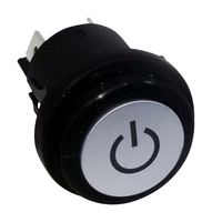 E-SWITCH PB66EE2CR6P11 Industrial Pushbutton Switch, Power Symbol Illumination, PB66 Series, 25 mm, DPST-NO-DM, Off-On