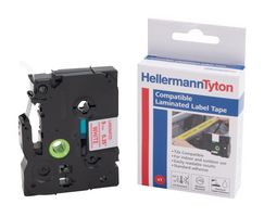 HELLERMANNTYTON 596-99232 HTZ232-PET-RD/WH Label Printer Tape, Self-Adhesive, Laminated, Red on White, 8m x 12mm, Polyester