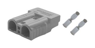 AMPHENOL AUDIO AXC508H6 Rectangular Connector, Grey, 6 AWG, AXC50 Series, 2 Contacts, Hermaphroditic, Crimp, 1 Row