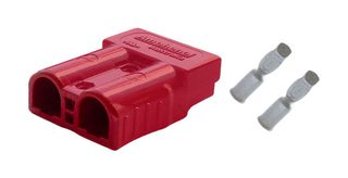 AMPHENOL AUDIO AXC502H6 Rectangular Connector, Red, 6 AWG, AXC50 Series, 2 Contacts, Hermaphroditic, Crimp, 1 Row