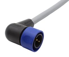 BULGIN LIMITED PXP4002/001/02P Circular Cable Assembly, 90° Circular Plug to Free End, 2 Ways, 3.3 ft, 1 m, Black