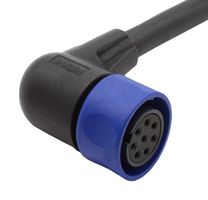 BULGIN LIMITED PXP4002/001/08S Circular Cable Assembly, 90° Circular Receptacle to Free End, 8 Ways, 3.3 ft, 1 m, Black