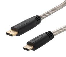 L-COM DPHD4KA-3M Audio / Video Cable Assembly, Armored, 4K, DisplayPort Plug, HDMI Plug, 9.8 ft, 3 m, Black