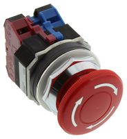 IDEC AVD311NUR Emergency Stop Switch, SPST-NC, SPST-NO, Pushlock Turn Reset, Screw, 10 A, 110 V, 24 V