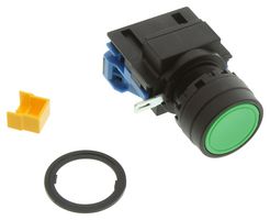 IDEC HW1B-M1F10-G Industrial Pushbutton Switch, HW Series, 22.3 mm, SPST-NO, Momentary, Round, Green
