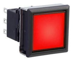 IDEC LBW7L-M1T64R Industrial Pushbutton Switch, LBW Series, DPDT, Momentary, Square Flush, Transparent
