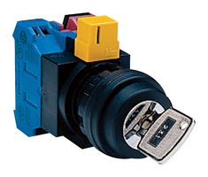 IDEC HW1K-3AF20 Keylock Switch, Maintained, DPST-NO, HW Series, 3 Position, Screw, 10 A