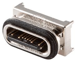 SAME SKY UJ20-C-V-SMT-TR-68 USB Sealed Connector, Vertical Orientation, USB Type C, USB 2.0, Receptacle, 24 Position