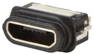 SAME SKY UJ2-MIBH-3-MSMT-TR-67 USB Sealed Connector, R/A, Reverse Mount, Micro USB Type B, USB 2.0, Receptacle, 5 Position