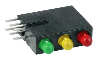 MENTOR 1882.2782 Circuit Board Indicator, High Efficiency Red, Yellow, Green, 3 LEDs, Through Hole, T-1 (3mm)