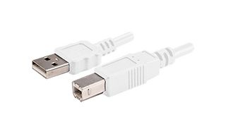 SAME SKY CBL-UA-UB-10WP USB Cable, Type A Plug to Type B Plug, 1 m, 3.3 ft, USB 2.0, White