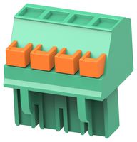 TE CONNECTIVITY - BUCHANAN 2842543-4 Pluggable Terminal Block, PA66, Green, 1Row, 5 mm, 4 Ways, 24 AWG, 14 AWG, Push In