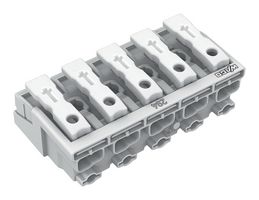 WAGO 294-4005 Pluggable Terminal Block, Lighting Conn, 10 mm, 5 Ways, 18 AWG, 12 AWG, 2.5 mm², Push In