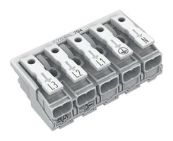 WAGO 294-5015 Pluggable Terminal Block, Lighting Conn, 10 mm, 5 Ways, 18 AWG, 12 AWG, 2.5 mm², Push In