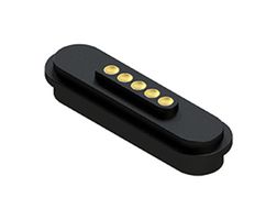 EDAC MPF-VA0-105-2P03-A00 Magnetic Connector, POGO Rectangular, 5 Contacts, Receptacle, Vertical, 2.2 mm, 3 A, Black