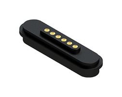 EDAC MPF-VA0-106-2P04-A00 Magnetic Connector, POGO Rectangular, 6 Contacts, Receptacle, Vertical, 2.2 mm, 3 A, Black