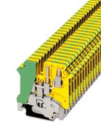 PHOENIX CONTACT 1923076 DIN Rail Mount Terminal Block, Green/Yellow, 3 Ways, 24 AWG, 12 AWG, 4 mm², Screw