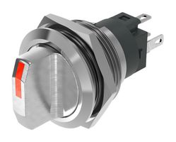 EAO 82-6111.2214 Rotary Switch, SPDT, Red, IP65, 2 Position, 1 Pole, 90 °, 1 A, 110 V, 82 Series