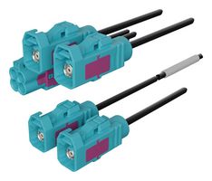 MOLEX 2257753712 RF / Coaxial Cable Assembly, Key Z, Water Blue, 3.3 ft, 1 m, RG-174, 4 x FAKRA Jack, FAKRA Jack x 4