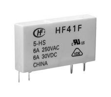 HONGFA HF41F/12-HS Power Relay, Plastic Sealed, SPST-NO, 12 VDC, 6 A, HF41F Series, Through Hole, Non Latching