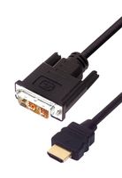 L-COM HD-DVI-MM-3 Audio / Video Cable Assembly, HDMI Plug, DVI-D Single Link Plug, 9.8 ft, 3 m, Black