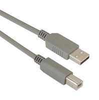 L-COM ECUSBAB-05M USB Cable, Type A Plug to Type B Plug, 500 mm, 19.7 ", USB 2.0, Grey