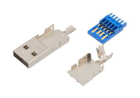 L-COM USBCN3-A USB Connector, USB Type A, USB 3.0, Plug, 9 Ways, Cable Mount, Vertical