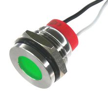 OSHINO LAMPS PL16SL025 LED Panel Mount Indicator, 520nm, 110 deg, Green, 110 V, 16 mm, 20 mA, 1.5 cd, IP67