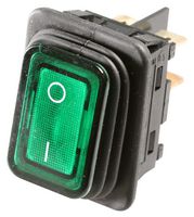 MARQUARDT 1935.3118 Rocker Switch, On-Off, DPST-NO, Illuminated, Panel Mount, Green, 1930 Series